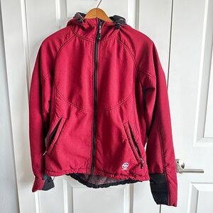 Women’s LOKI jacket. Fleece lined with signature built in mittens and mask.